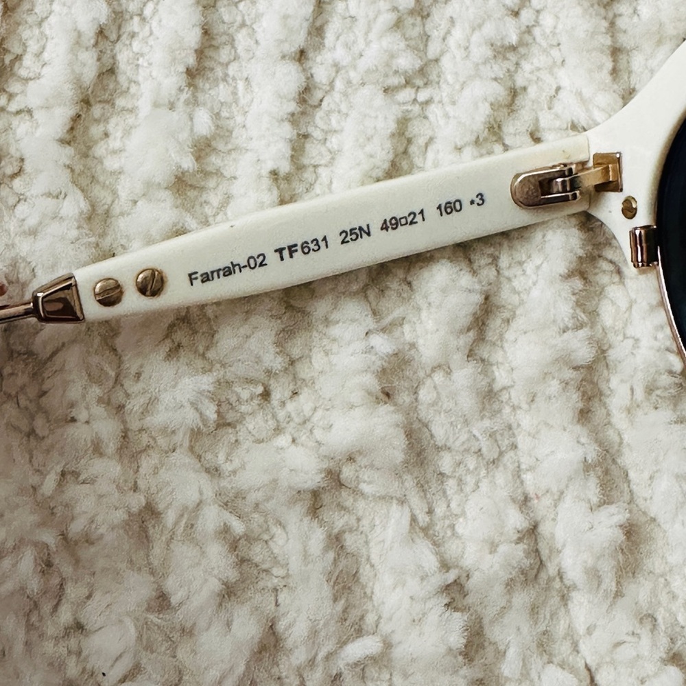 Authentic Tom Ford Unisex Round White Frame Sunglasses with Gold Accents - Picture 8 of 11
